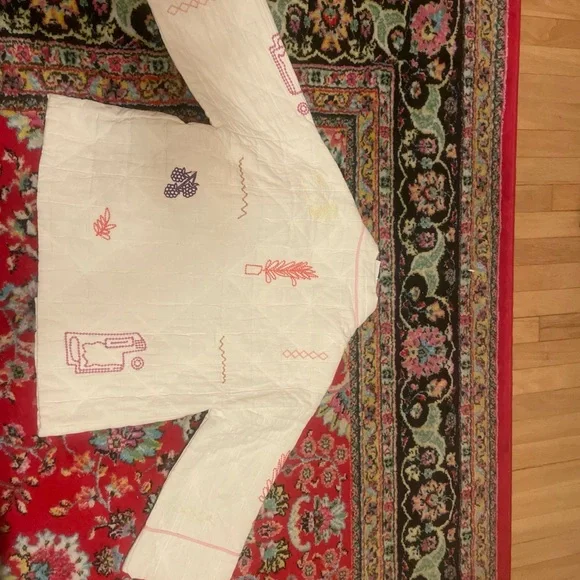Zara Quilted Cream Kimono Cardigan Jacket with Colorful Embroidery - Picture 5 of 5